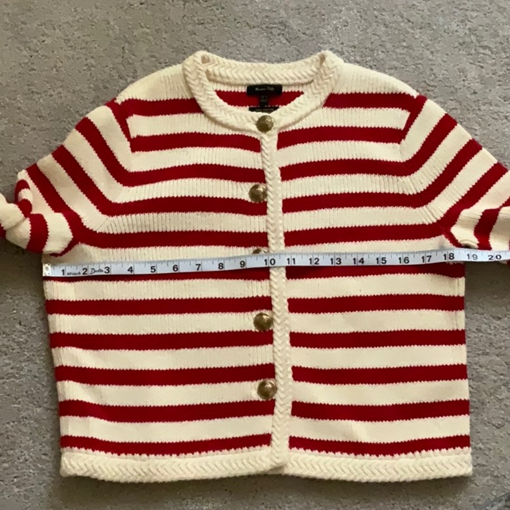 Massimo Dutti Red Striped Knit Cardigan Jacket with Buttons XS - Picture 4 of 6